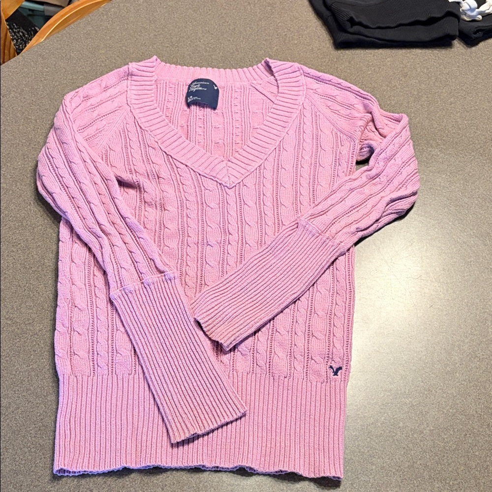 American Eagle Outfitters Pink V-Neck Sweater